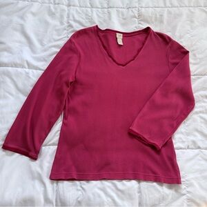 J. Jill Pink knit top with cropped sleeves